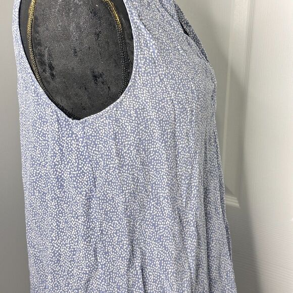 Joie 100% Silk Sleeveless Blouse Blue White Dot Print V Neck Tank Top L - Picture 5 of 8